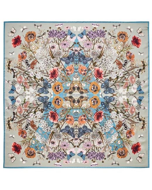 Aspinal Multicolor Botanical 'A' Silk Scarf