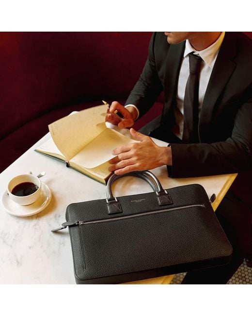 Aspinal Black Connaught Folio for men