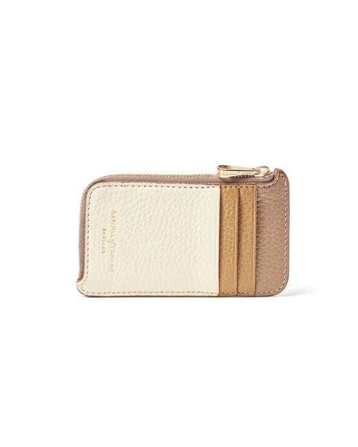 Aspinal Natural Zipped Coin & Card Holder