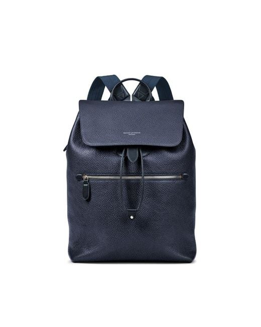 Aspinal Blue Reporter Leather Backpack