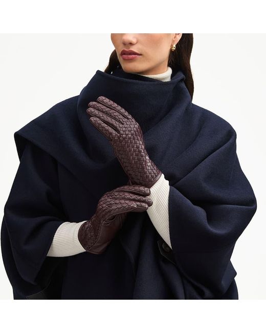 Aspinal Brown Woven Leather Gloves