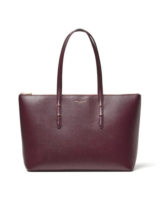 Aspinal Purple Zipped Regent Tote