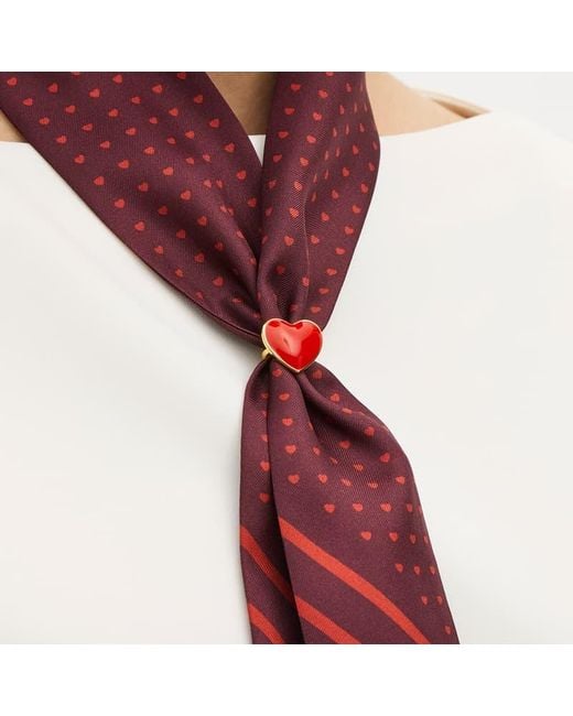 Aspinal Red Enamel Heart Skinny Scarf Ring