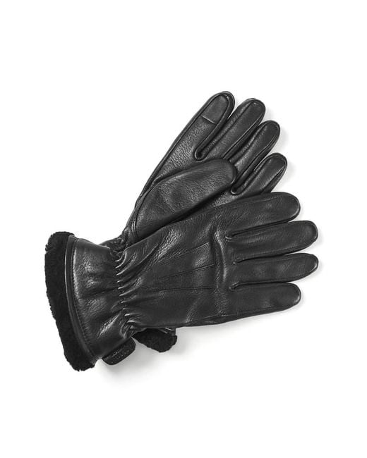 Aspinal Black Shearling Lined Leather Gloves