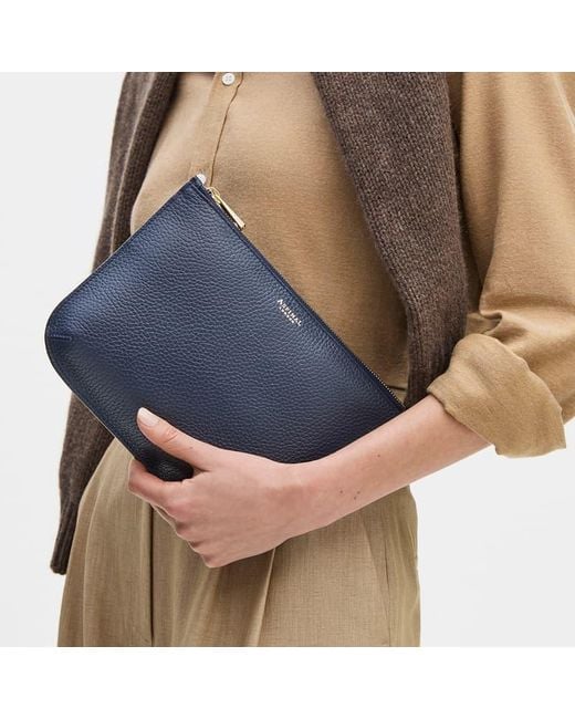 Aspinal Blue Large Ella Pouch