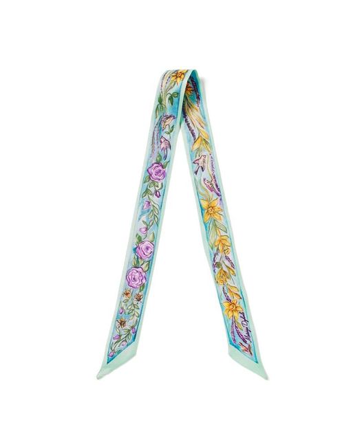 Aspinal Green Rose Skinny Silk Scarf