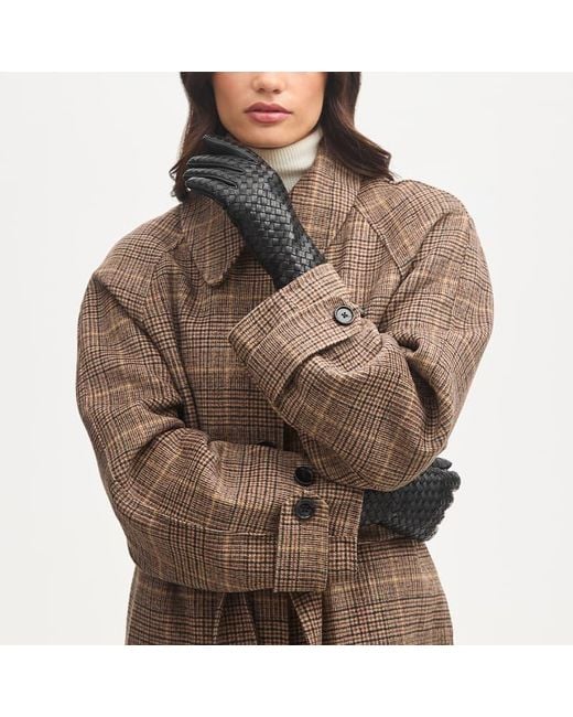 Aspinal Black Nappa Woven Leather Gloves