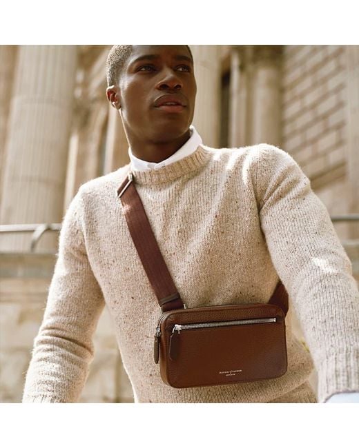 Aspinal Brown Reporter Compact Crossbody Bag for men