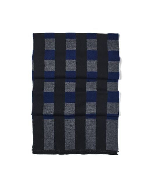 Aspinal Blue Exploded Check Wool Scarf