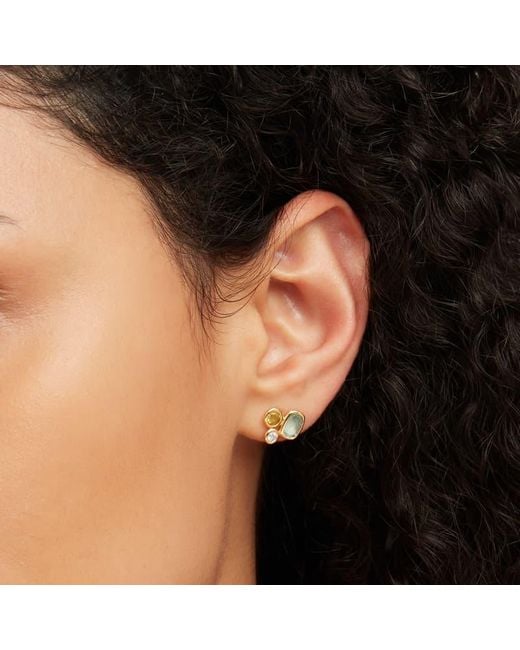 Aspinal Metallic Multi Gemstone Stud Earrings
