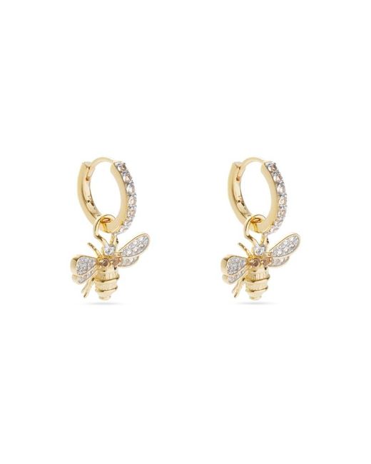 Aspinal Metallic Diamond Bee Charm Earrings