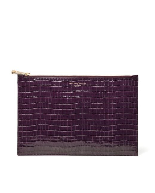 Aspinal Purple Large Essential Flat Pouch