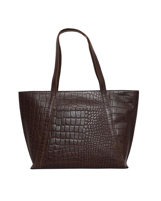 Agnes Suede Leather Tote Bag in Brown