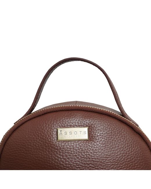 Assots London 'betty' Tan Zip Top Mini Pebble Grain Leather Backpack