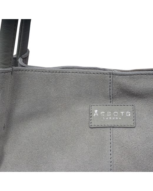 DONNA' Grey and Metallic Silver Real Leather Unlined Shopper Bag