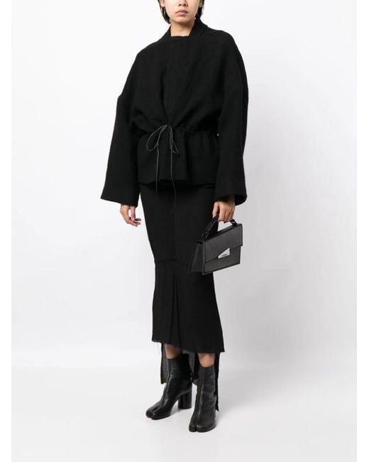 Rick Owens Black Drawstring Fastening Wool Jacket