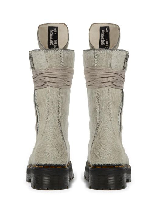 Rick Owens Off-white Dr. Martens Edition Pony Hair Boots in Gray | Lyst