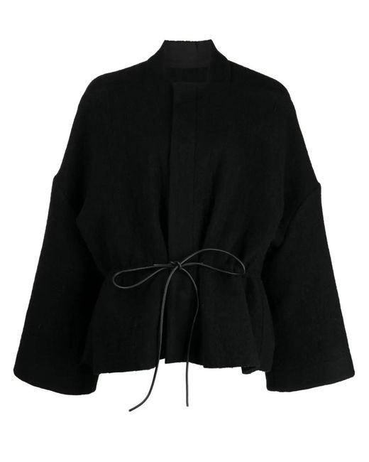 Rick Owens Black Drawstring Fastening Wool Jacket