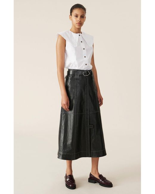 Ganni Collar Shirt in White | Lyst