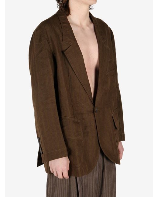 Ziggy Chen Brown 1 Button Long Jacket for men
