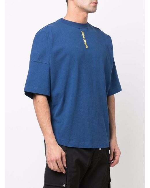 Palm Angels Ns Logo Over Tee in Navy 