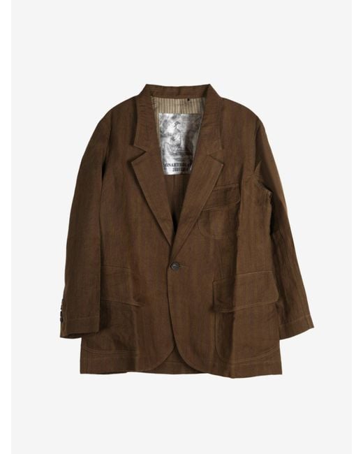 Ziggy Chen Brown 1 Button Long Jacket for men