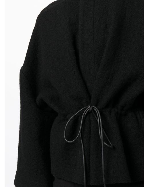Rick Owens Black Drawstring Fastening Wool Jacket