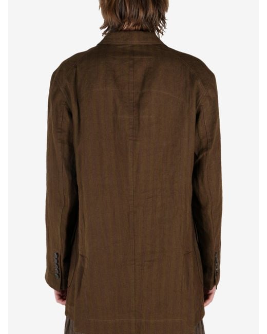 Ziggy Chen Brown 1 Button Long Jacket for men