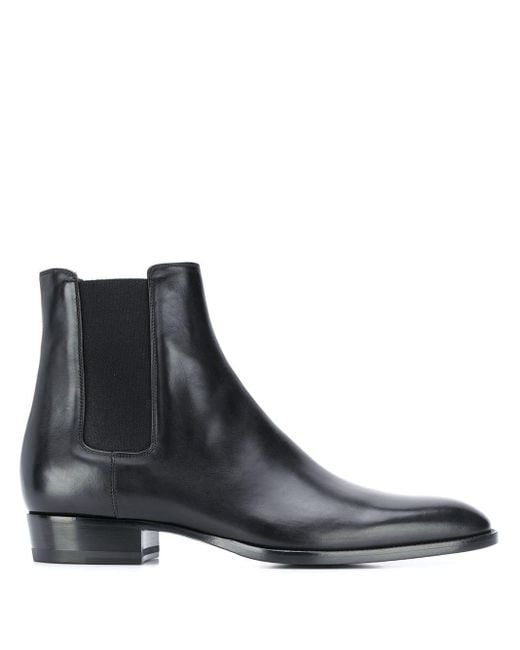 Saint Laurent Stacked-heel Leather Chelsea Boots in Black for Men - Save  58% - Lyst
