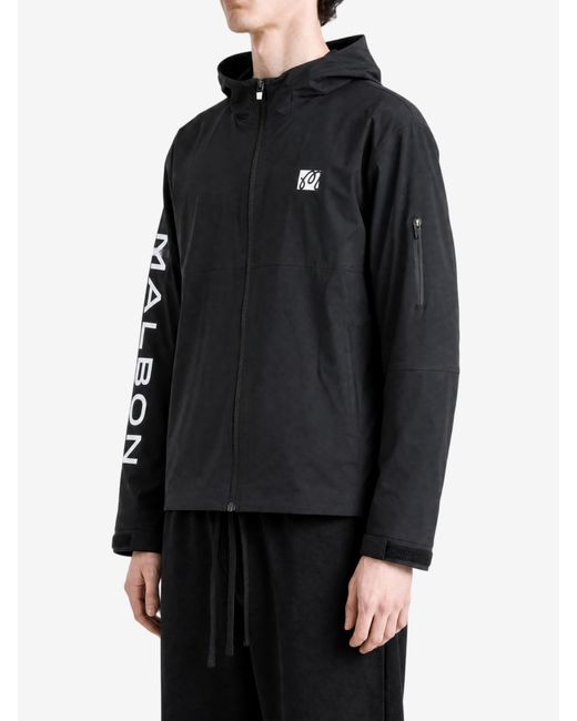 Malbon Black Performance Full Zip Shell Jacket for men