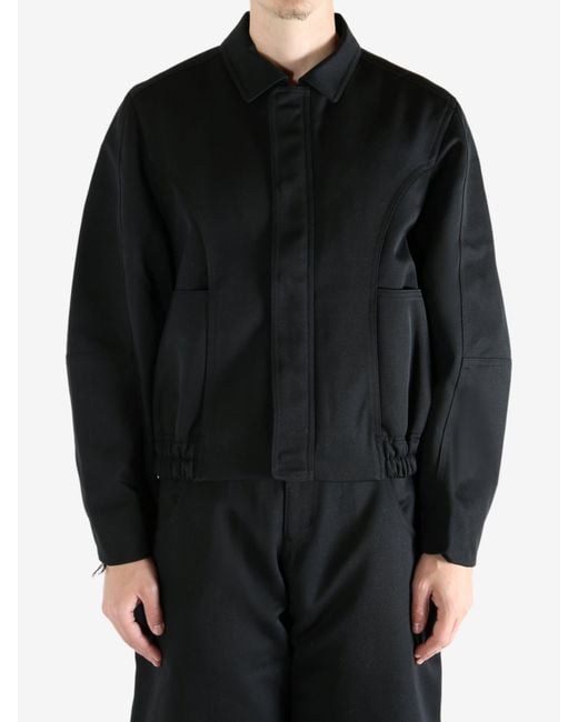 Men's Black Elasticized Cuffs Hem Jacket