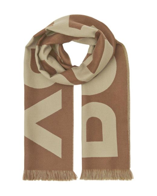 Burberry Unisex Logo Wool Jacquard Scarf in Natural Lyst