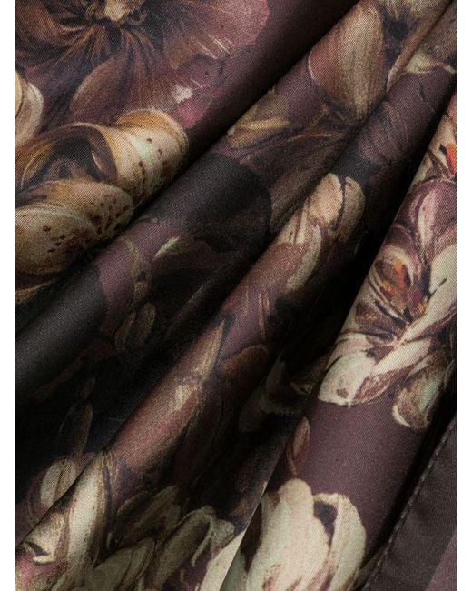 Dries Van Noten Unisex Floral Silk Foulard in Brown | Lyst