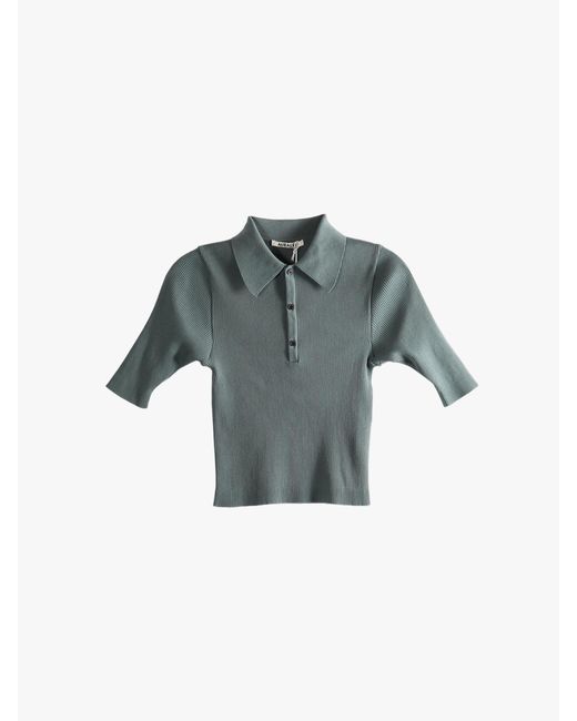 AURALEE Cotton High Gauge Rib Knit Polo in Blue | Lyst
