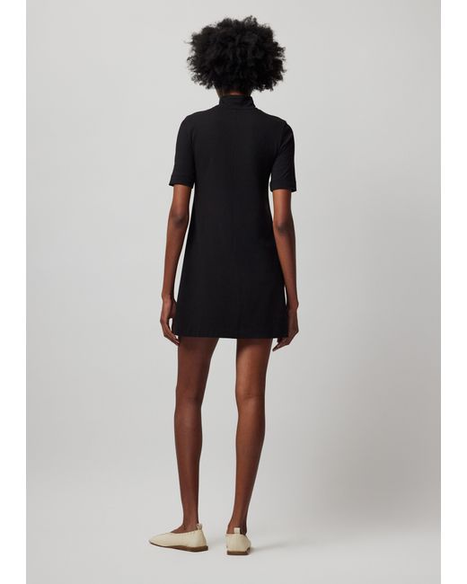 ATM Black Pima Cotton Zip Front Dress