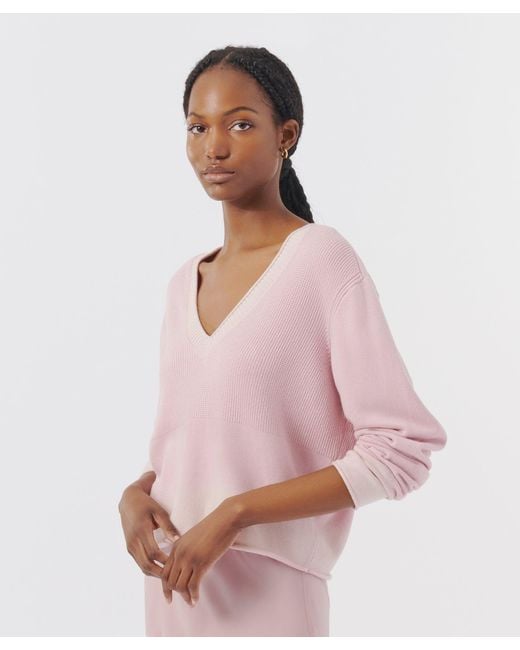 Cotton cashmere v neck sweater top