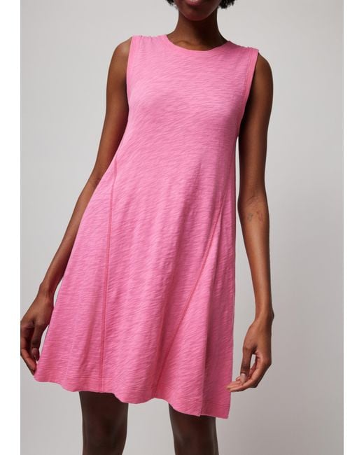 ATM Pink Slub Jersey Sleeveless Swing Dress