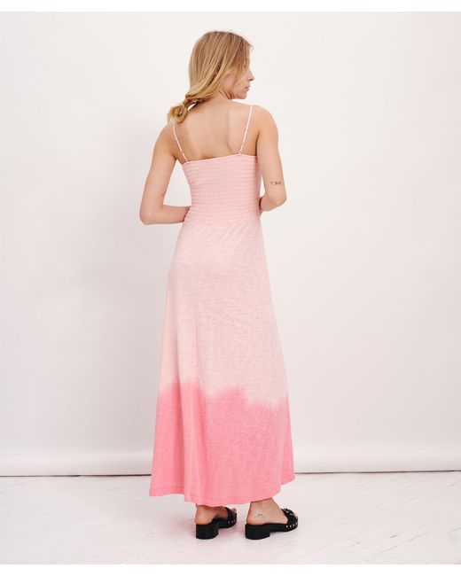 ATM Pink Slub Jersey With Tonal Dip Smocked Dress