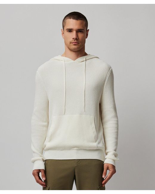 ATM White Cotton Cashmere Waffle Hoodie for men
