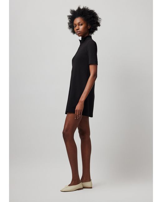 ATM Black Pima Cotton Zip Front Dress