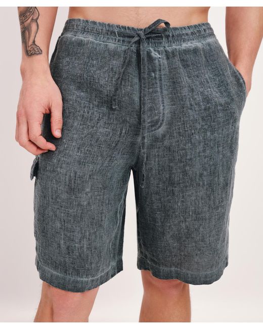 ATM Gray Linen With Wash Cargo Shorts for men