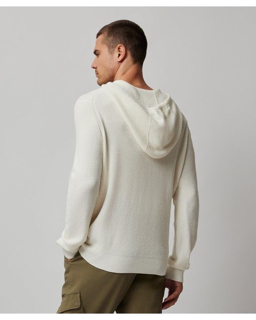 ATM White Cotton Cashmere Waffle Hoodie for men