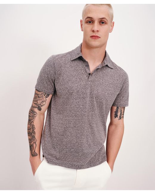 ATM Gray Heather Donegal Jersey Short Sleeve Polo for men