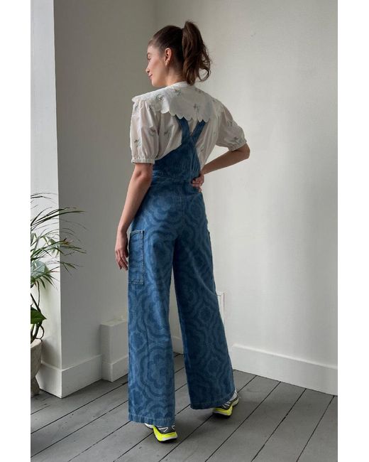 Womens Clothing Jumpsuits and rompers Full-length jumpsuits and rompers Damson Madder Denim Joy Jumpsuit Laser Flower in Blue 