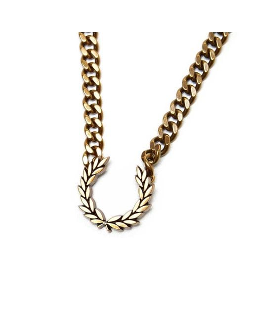 Fred Perry Laurel Wreath Necklace in Metallic for Men | Lyst