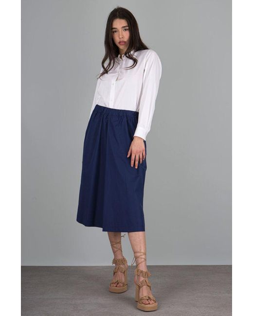 Aspesi Cotton Gonna Pantalone In Popeline Di Cotone in Blue | Lyst