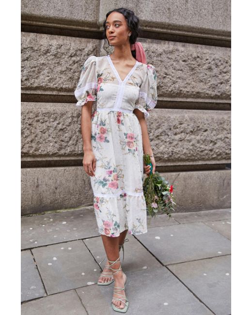 Frill Rosanna Floral Print Midi Dress 