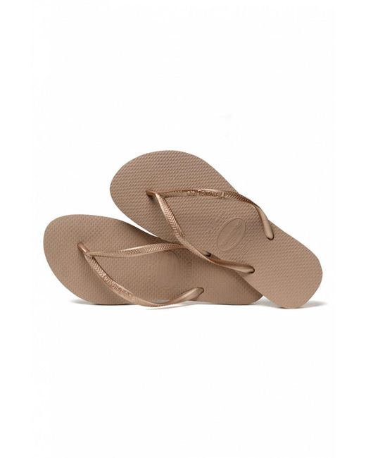 havaianas gold slim flip flops