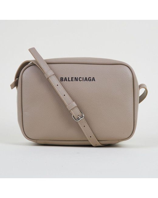 Balenciaga Leather Everyday Camera Beige Cross Body Bag in Brown Lyst