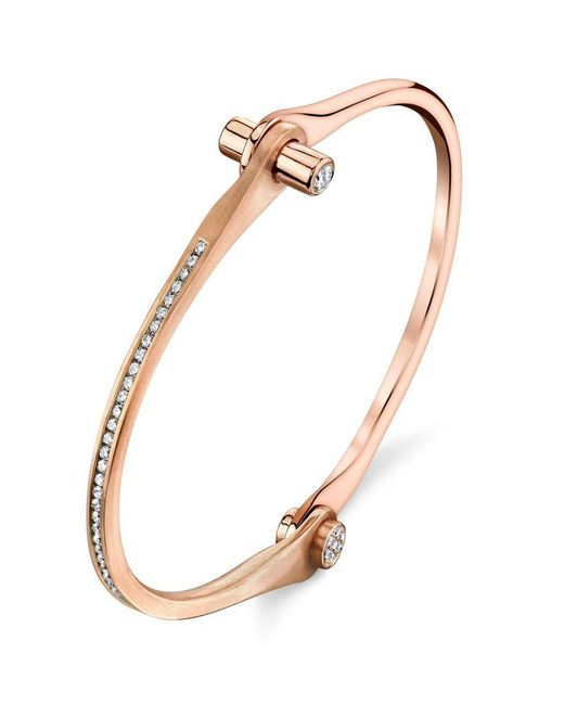 Pave Diamond Skinny Handcuff Rose Gold in Gold,Pink